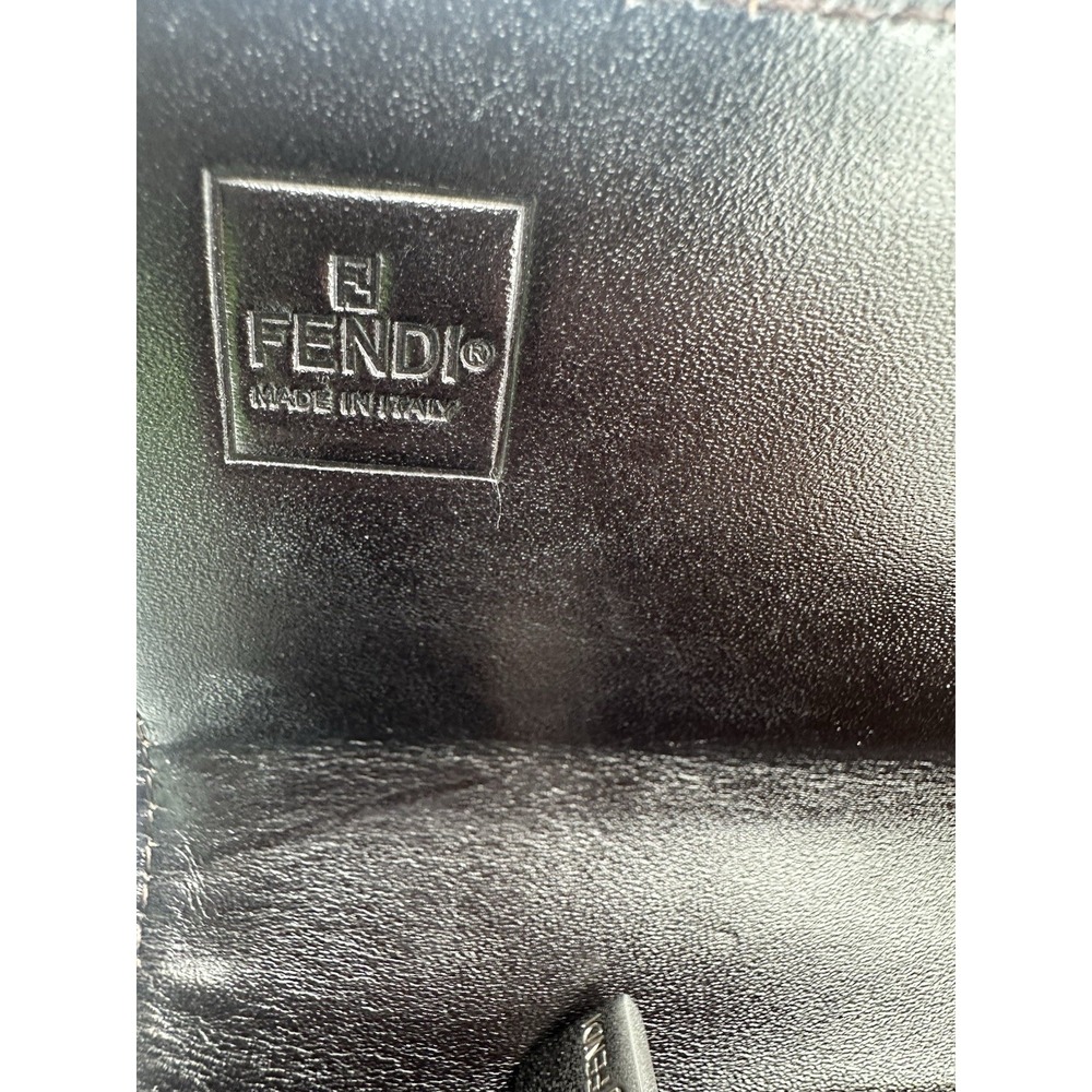 Fendi Zucca Print Wallet Brown Canvas Leather Trim FF Logo Buckle Silver Tone - Picture 6 of 9